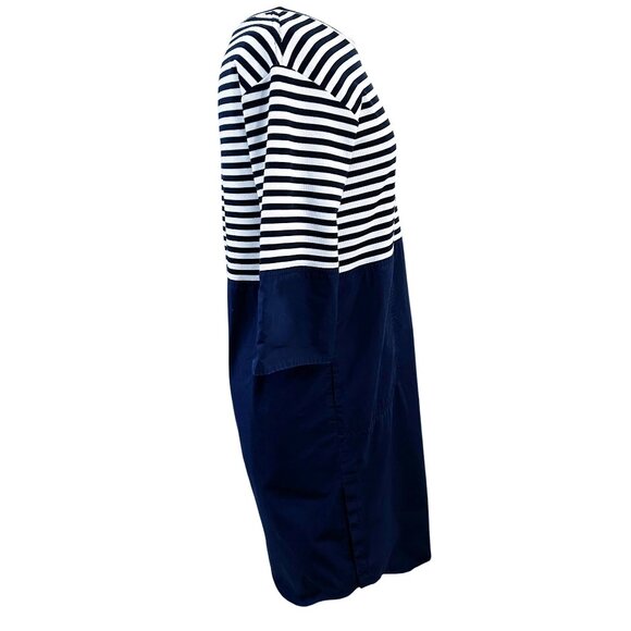 COS Navy & White Striped Cotton Poplin & Knit Dress Size Small - Picture 2 of 13